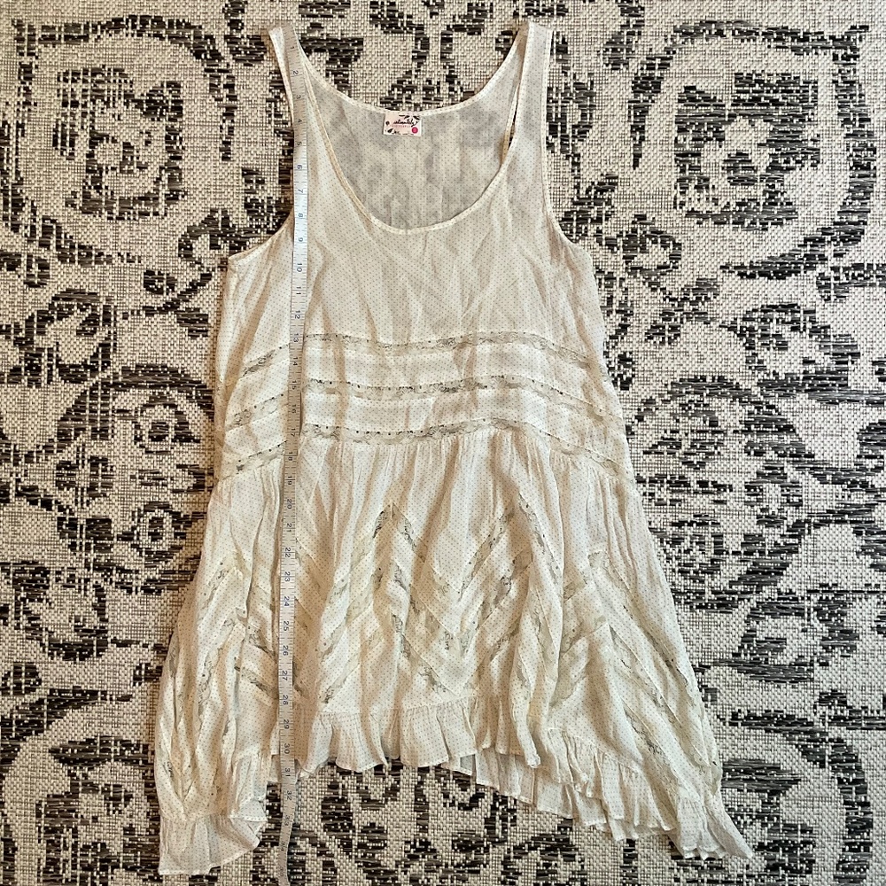 Free People "VOILE AND LACE TRAPEZE SLIP" Dress Tunic xsmall Sheer